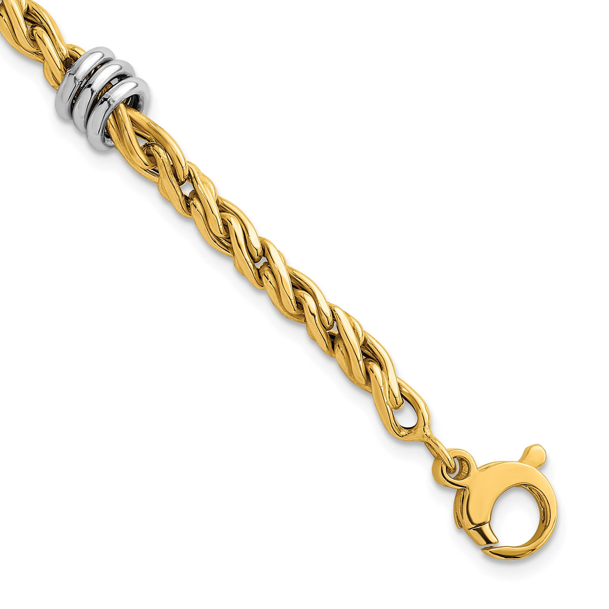 Ring Station Twisted Link Bracelet in 14K Yellow Gold - Sophia Jewelers Main image
