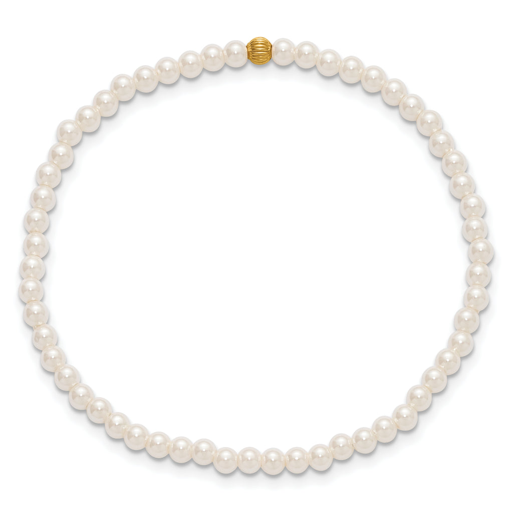 1/20 14K Gold Filled 3.0mm Crystal Simulated Pearl Stretch Bracelet