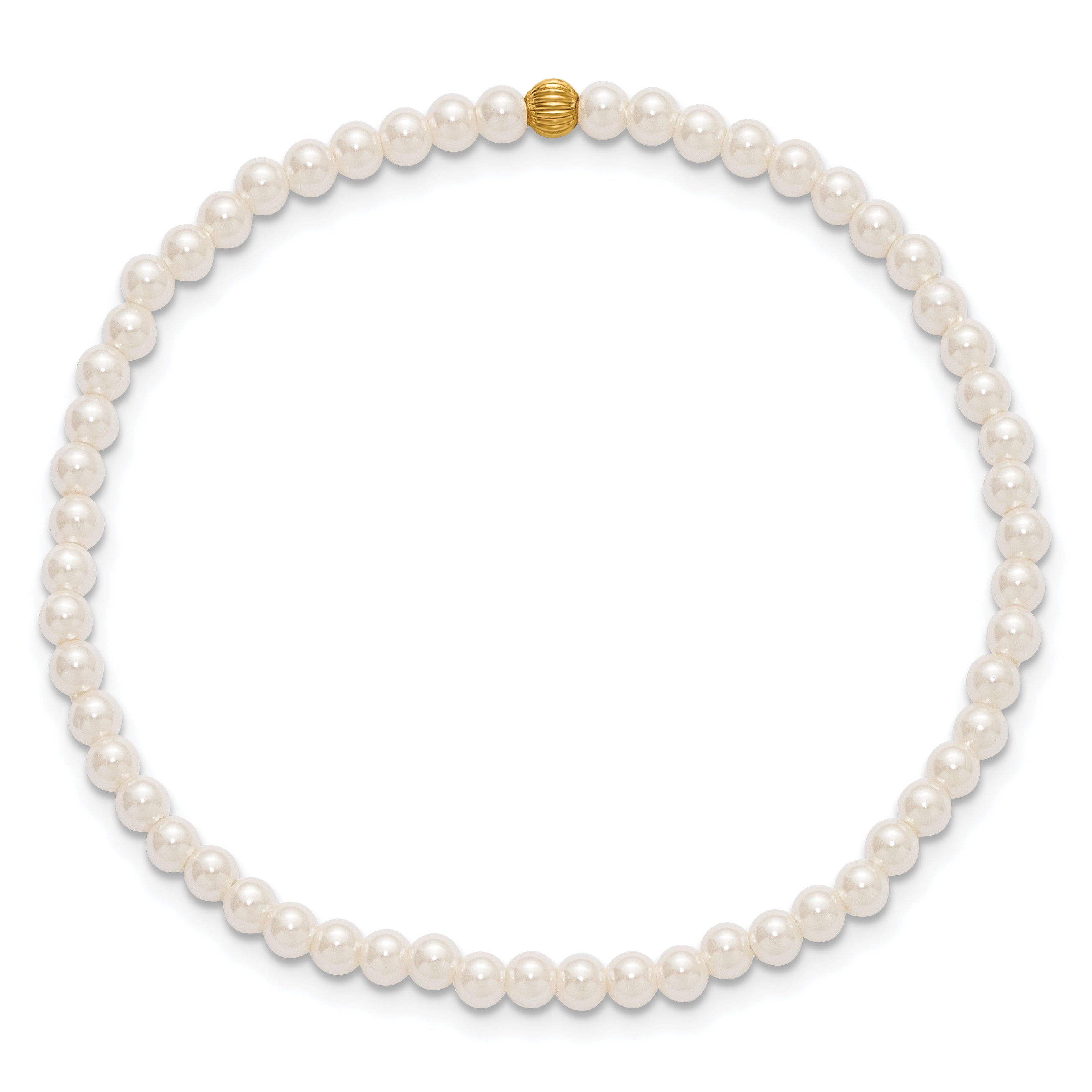 1/20 14K Gold Filled 3.0mm Crystal Simulated Pearl Stretch Bracelet