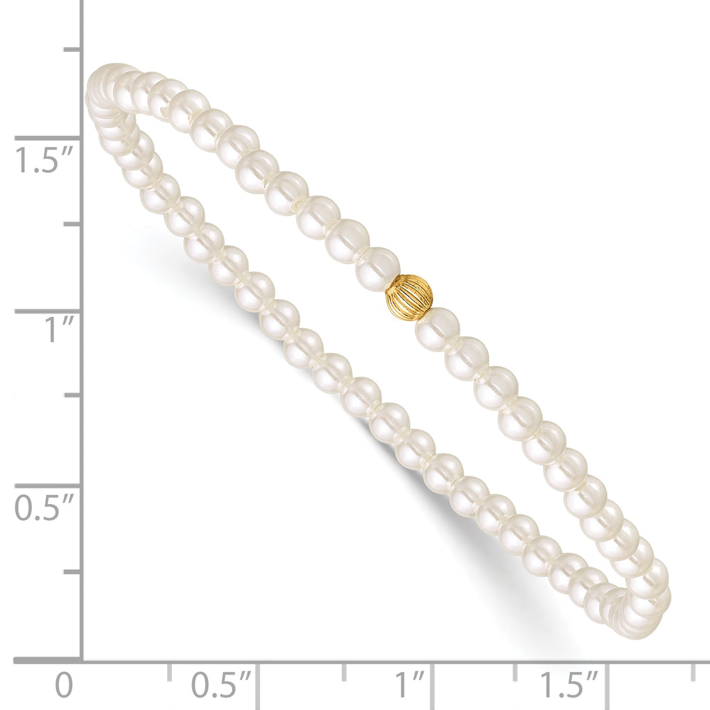 1/20 14K Gold Filled 3.0mm Crystal Simulated Pearl Stretch Bracelet