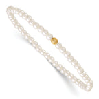 1/20 14K Gold Filled 3.0mm Crystal Simulated Pearl Stretch Bracelet