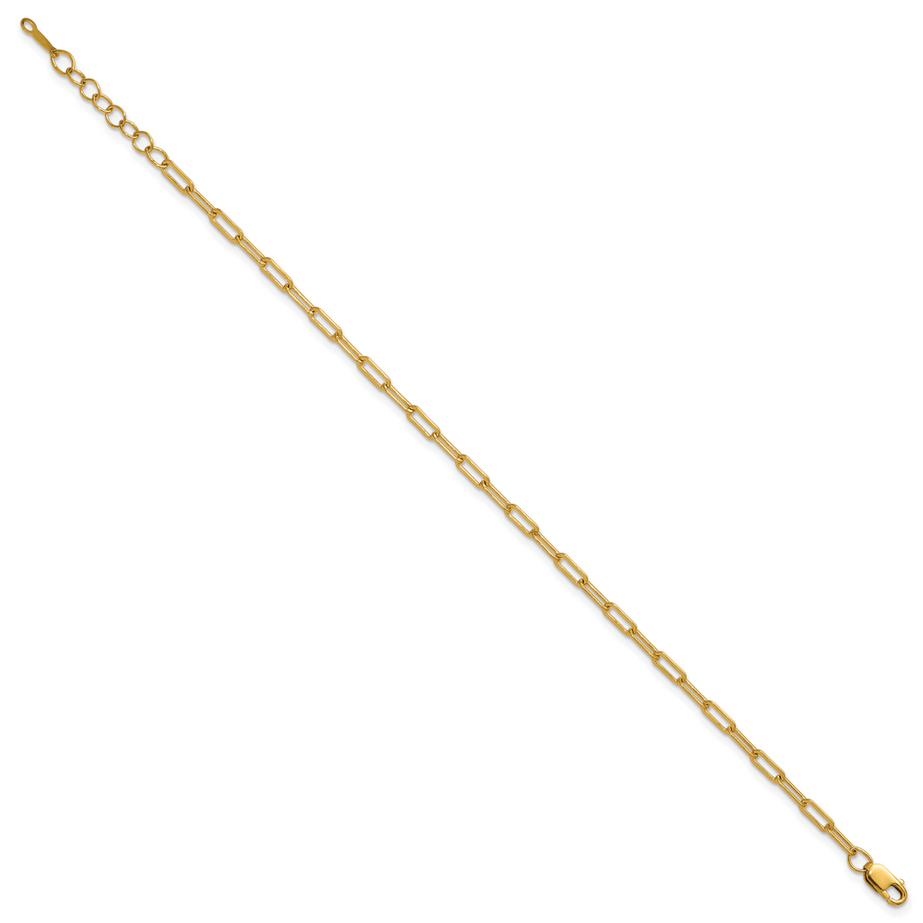 1/20 14K Gold Filled 2.50mm Flat Paperclip Link w/ ext. Bracelet