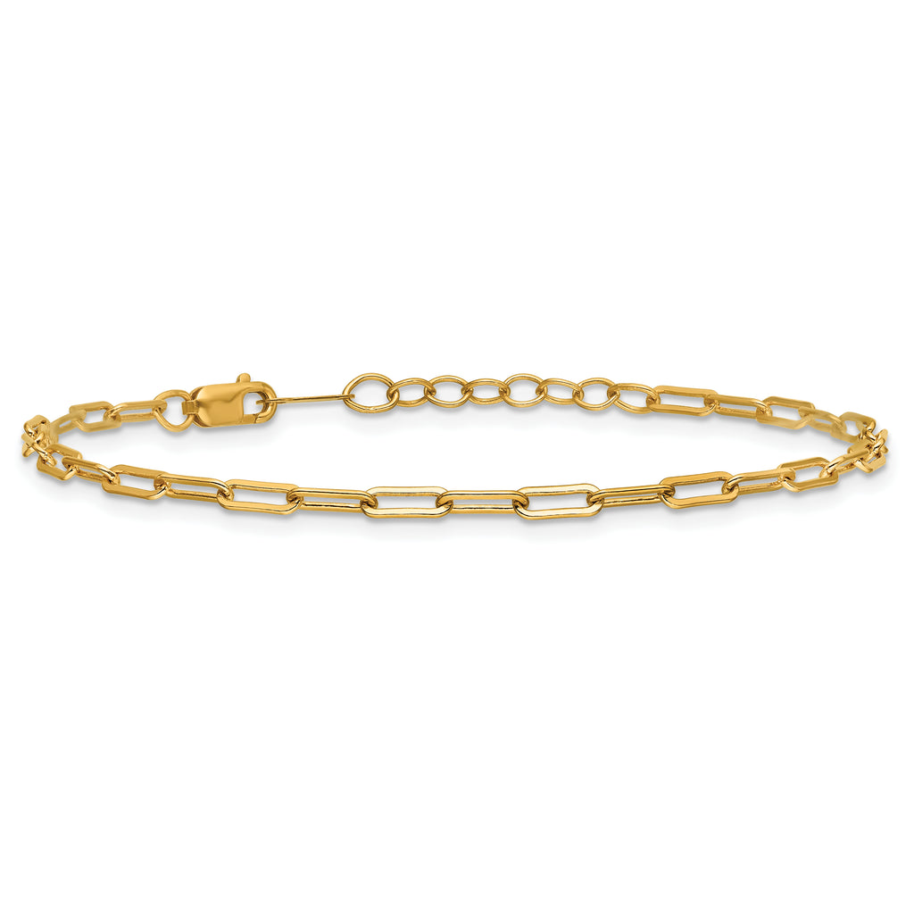 1/20 14K Gold Filled 2.50mm Flat Paperclip Link w/ ext. Bracelet