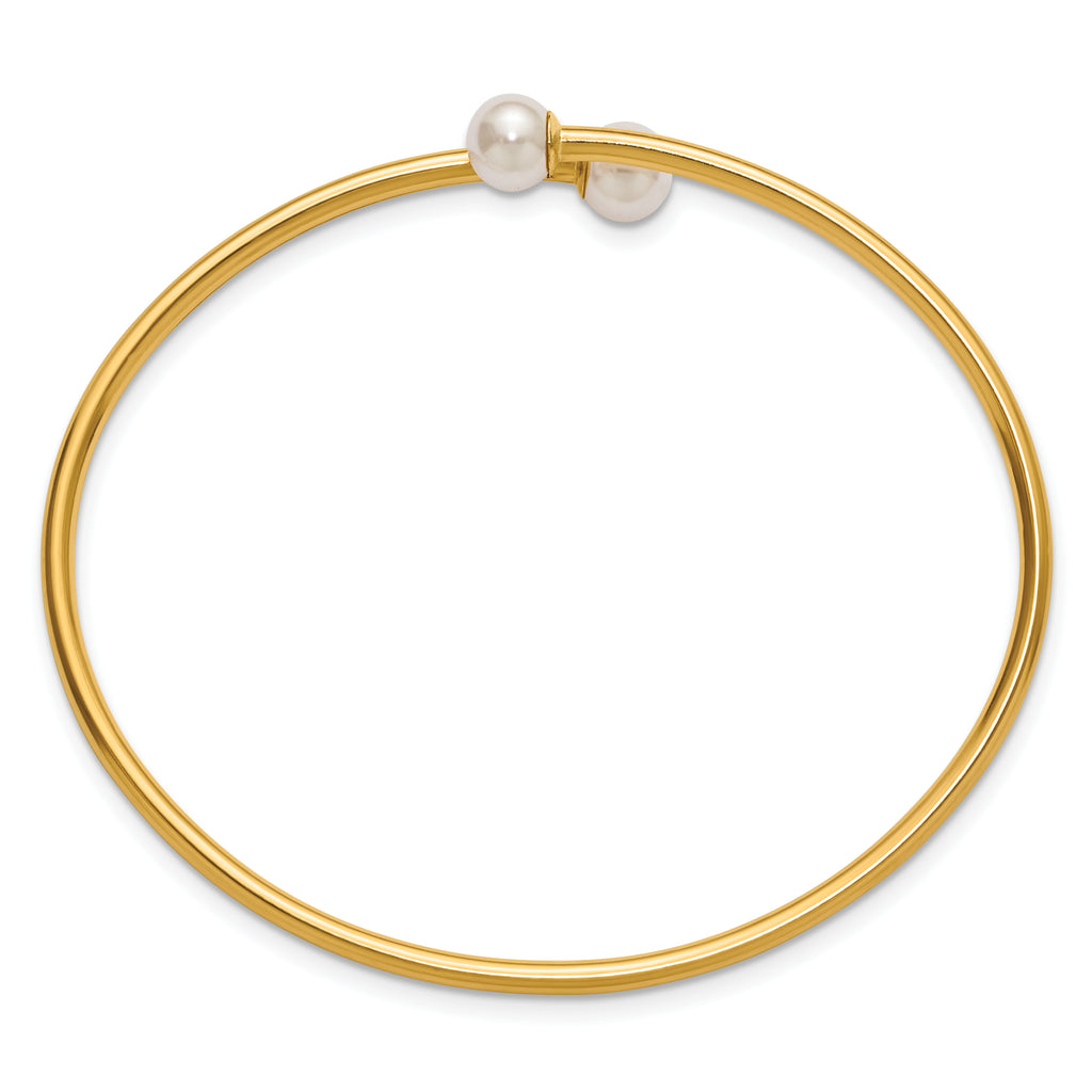 1/20 14K Gold Filled Crystal Simulated Pearl 2.25mm Flexible Bangle