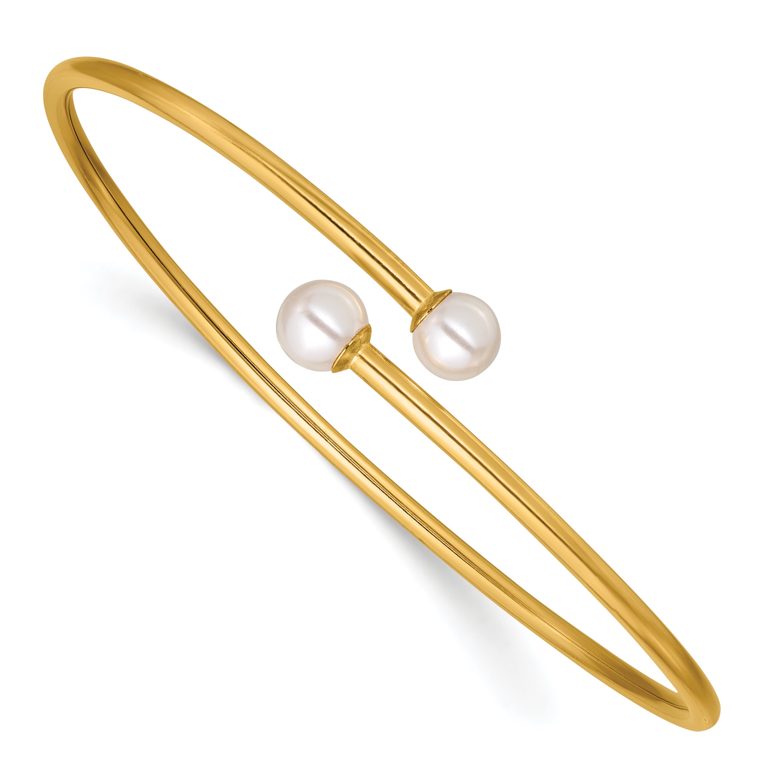 1/20 14K Gold Filled Crystal Simulated Pearl 2.25mm Flexible Bangle Main image