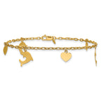 1/20 14K Gold Filled Dolphin and Heart Dangles Bracelet