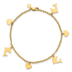 1/20 14K Gold Filled Dolphin and Heart Dangles Bracelet