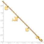 1/20 14K Gold Filled Dolphin and Heart Dangles Bracelet