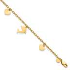 1/20 14K Gold Filled Dolphin and Heart Dangles Bracelet