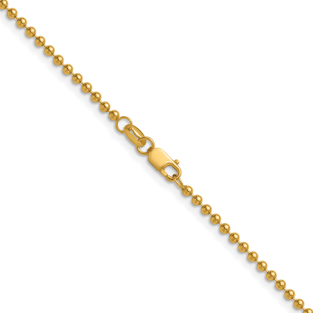 14K Gold Filled 2mm Ball Chain Necklace with Lobster Clasp - view 2