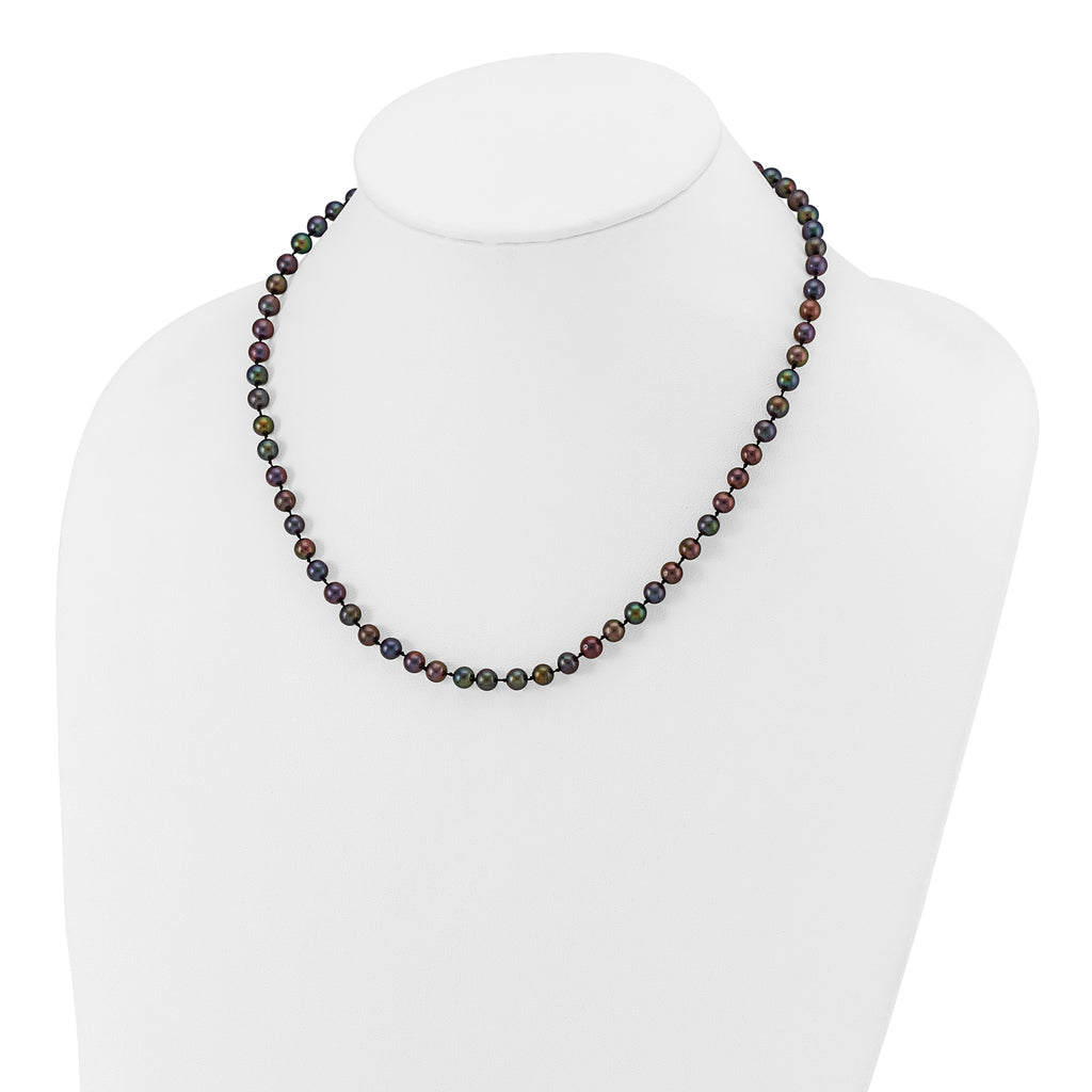 1/20 14K Gold Filled 5-6mm Black Near Round FWC Pearl Necklace