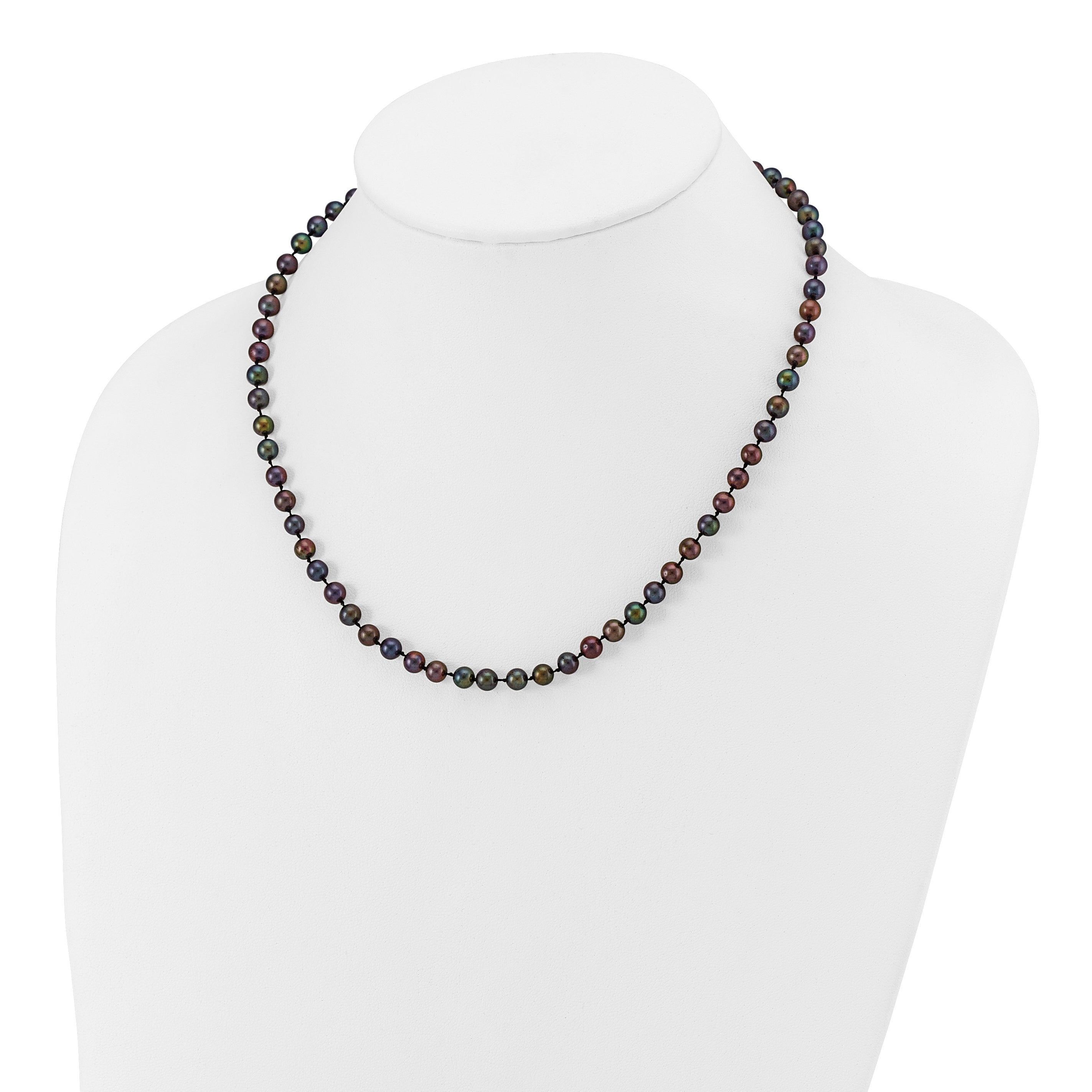 1/20 14K Gold Filled 5-6mm Black Near Round FWC Pearl Necklace