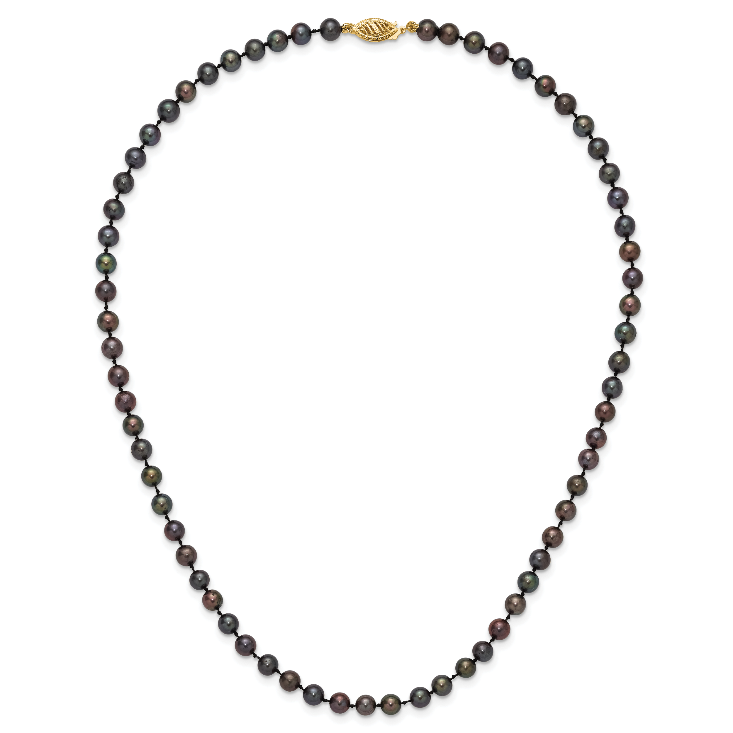 1/20 14K Gold Filled 5-6mm Black Near Round FWC Pearl Necklace