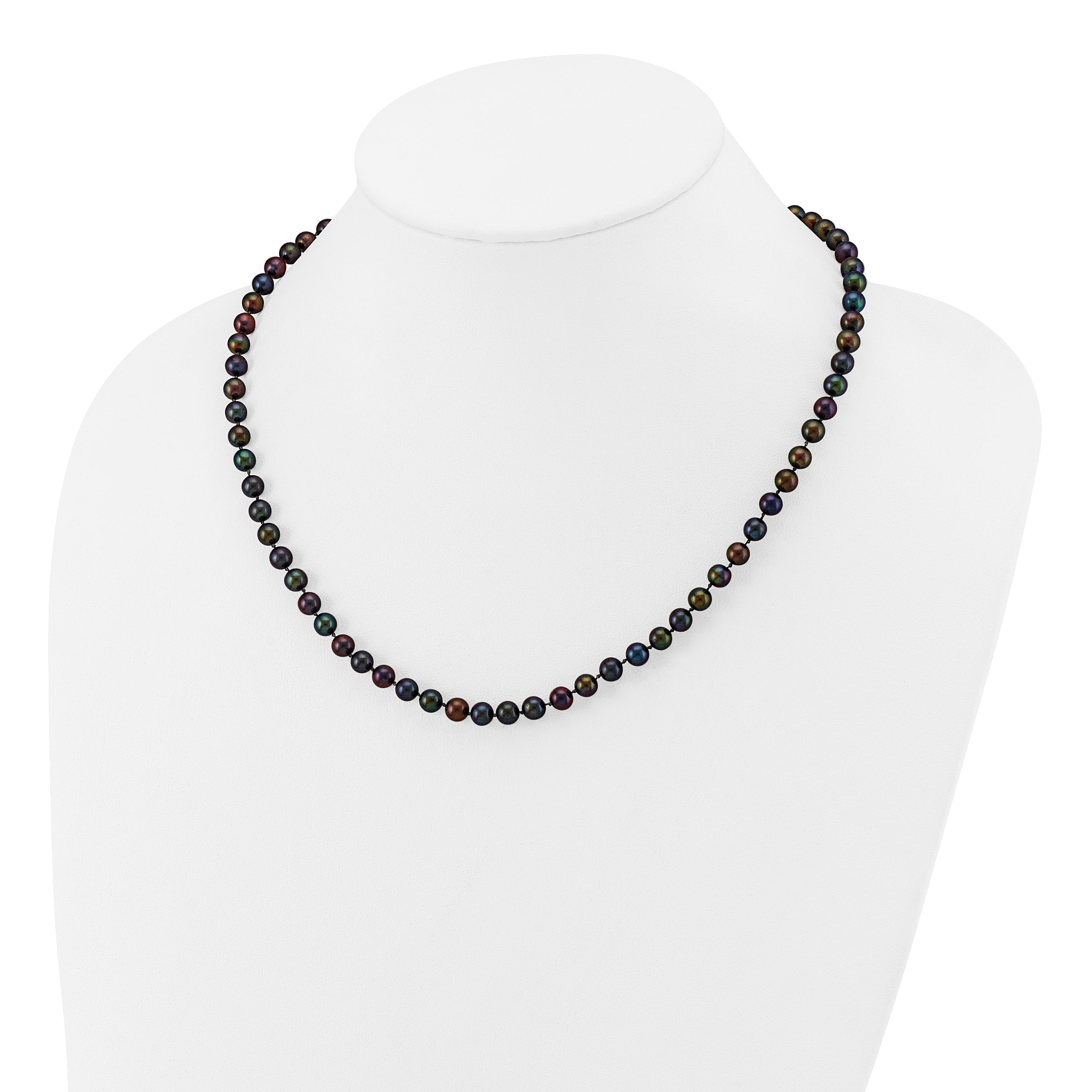 14K Gold-Filled Black Freshwater Cultured Pearl Necklace 5-6mm Secondary image