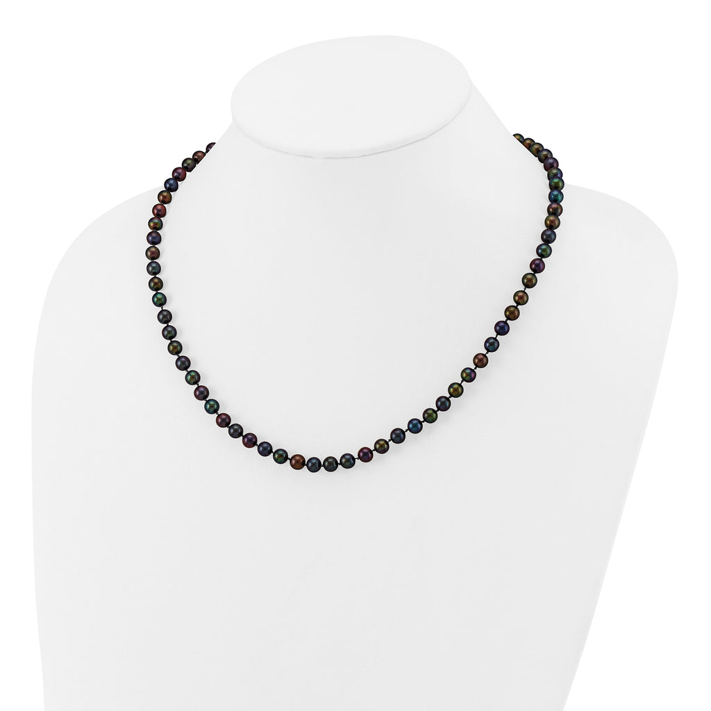 14K Gold-Filled Black Freshwater Cultured Pearl Necklace 5-6mm