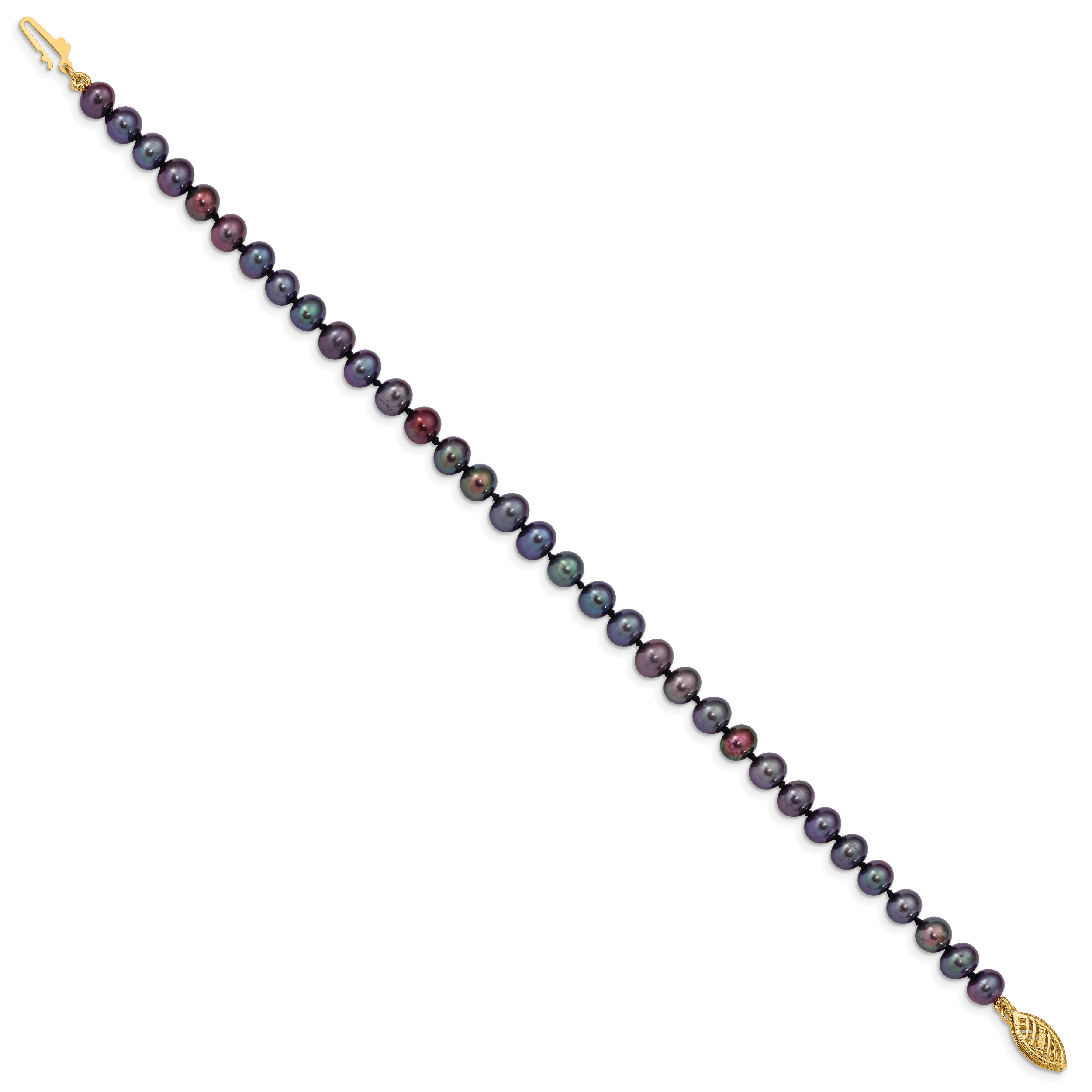 1/20 14K Gold Filled 5-6mm Black Near Round FWC Pearl Necklace