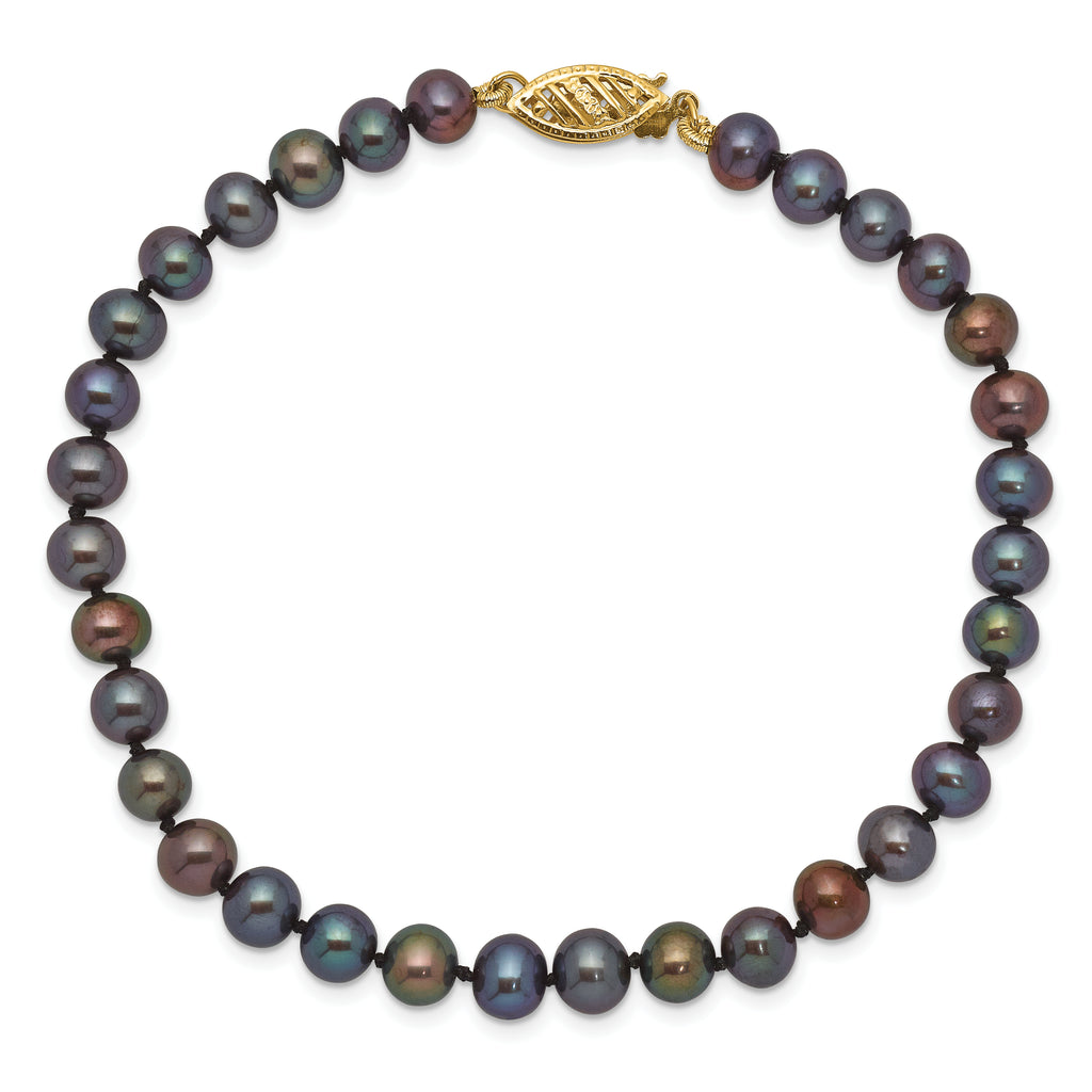 1/20 14K Gold Filled 5-6mm Black Near Round FWC Pearl Necklace