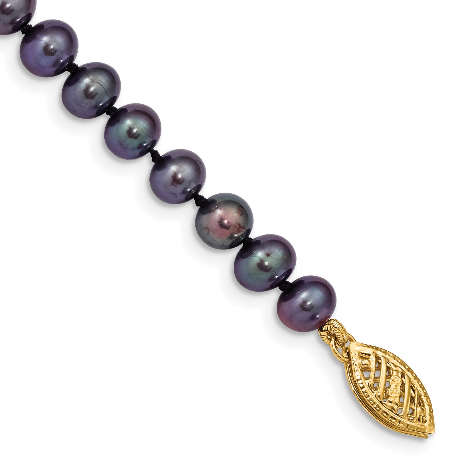 1/20 14K Gold Filled 5-6mm Black Near Round FWC Pearl Necklace