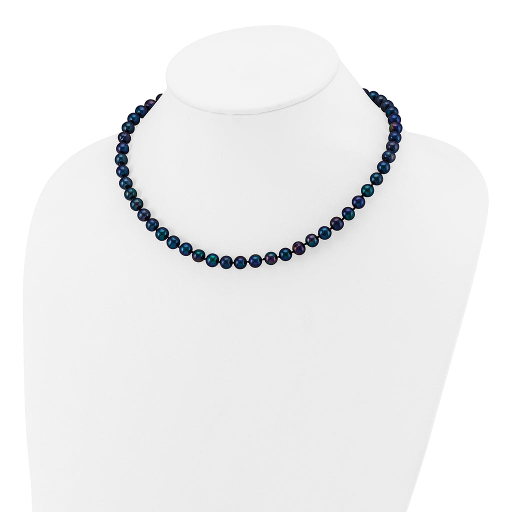 14K Gold-Filled Black Freshwater Cultured Pearl Necklace 6-7mm