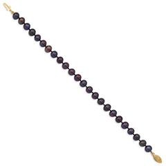 1/20 14K Gold Filled 6-7mm Black NearRound FWC Pearl Bracelet