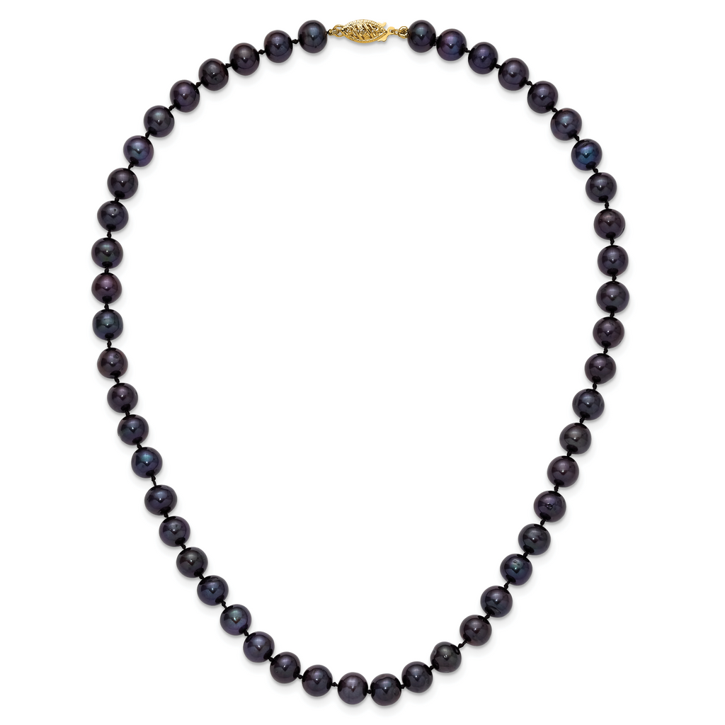14K Gold Filled 7-8mm Black Cultured Freshwater Pearl Necklace - view 4