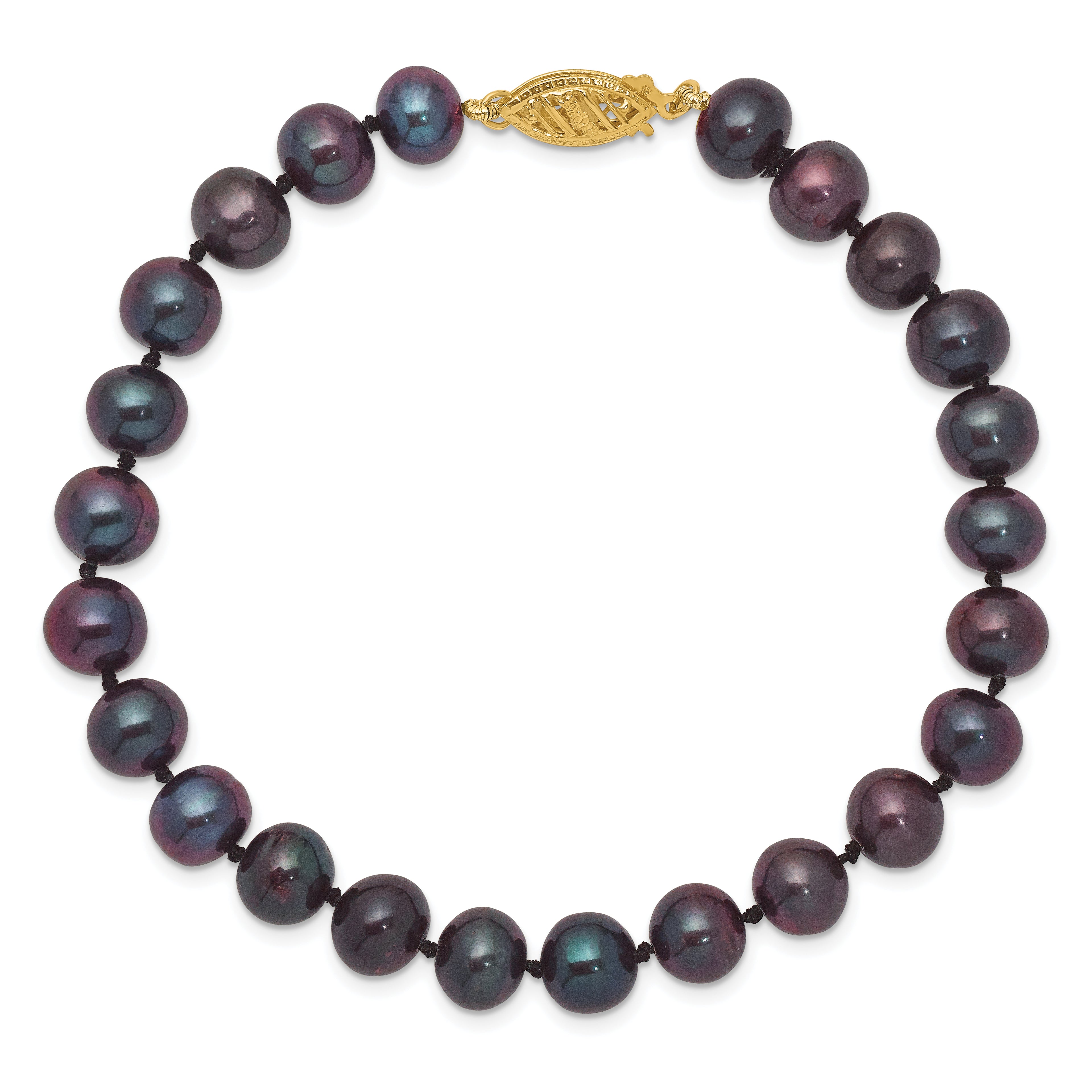 14K Gold Filled 7-8mm Black Cultured Freshwater Pearl Bracelet - view 3
