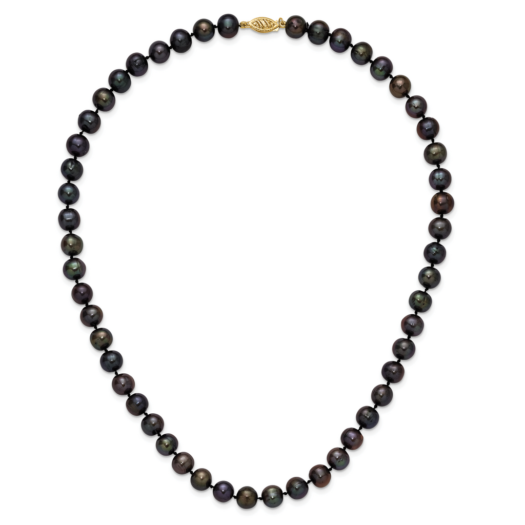 14K Gold Filled 8-9mm Black Cultured Freshwater Pearl Necklace - view 4