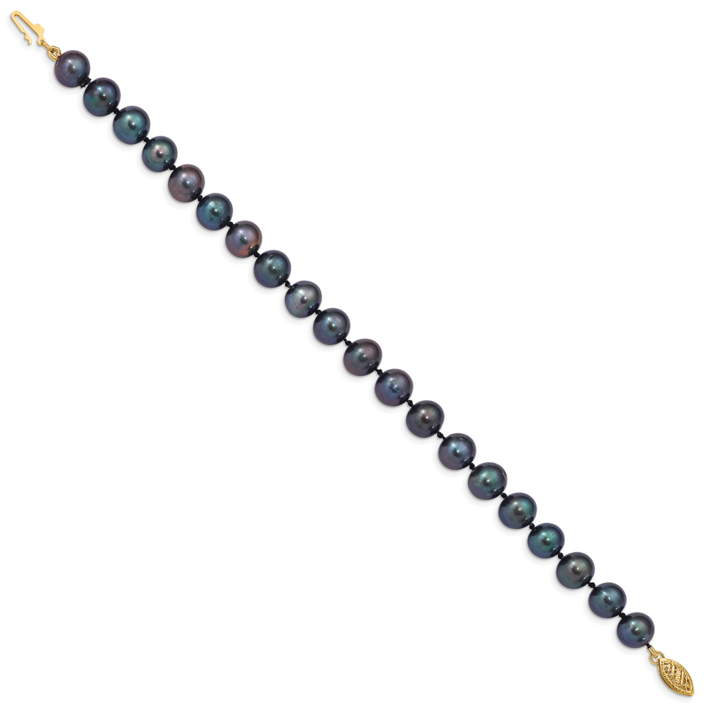 14K Gold Filled 8-9mm Black Cultured Freshwater Pearl Bracelet - view 2
