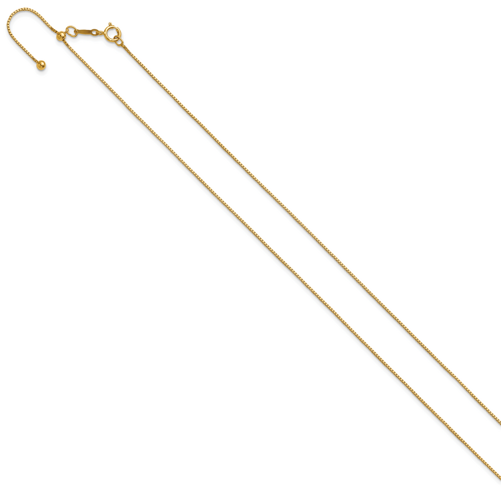 14K Gold Filled Adjustable Box Chain Necklace in 0.8mm Width - view 2