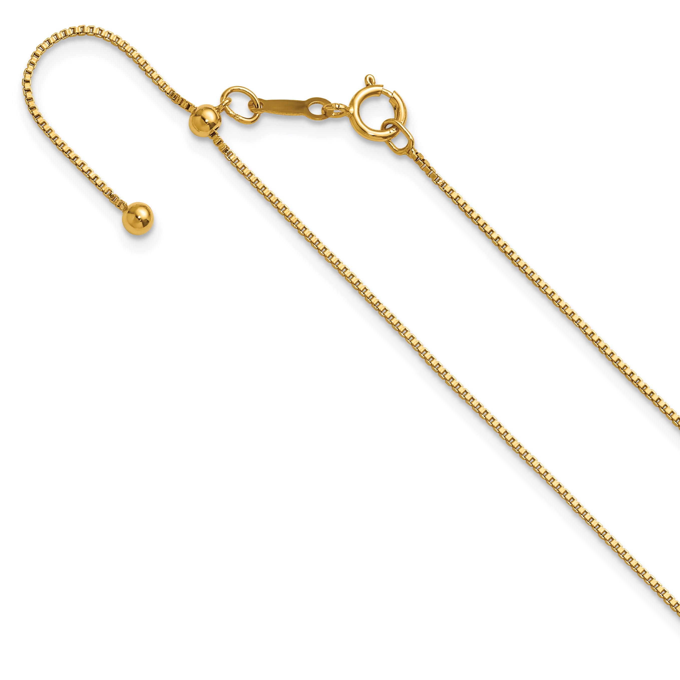 14K Gold Filled Adjustable Box Chain Necklace in 0.8mm Width by Sophia Jewelers