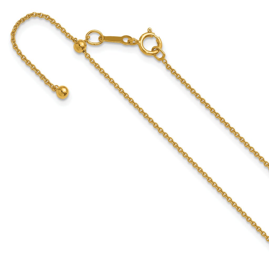 14K Gold Filled Adjustable Cable Chain Necklace in 1.2mm Width by Sophia Jewelers