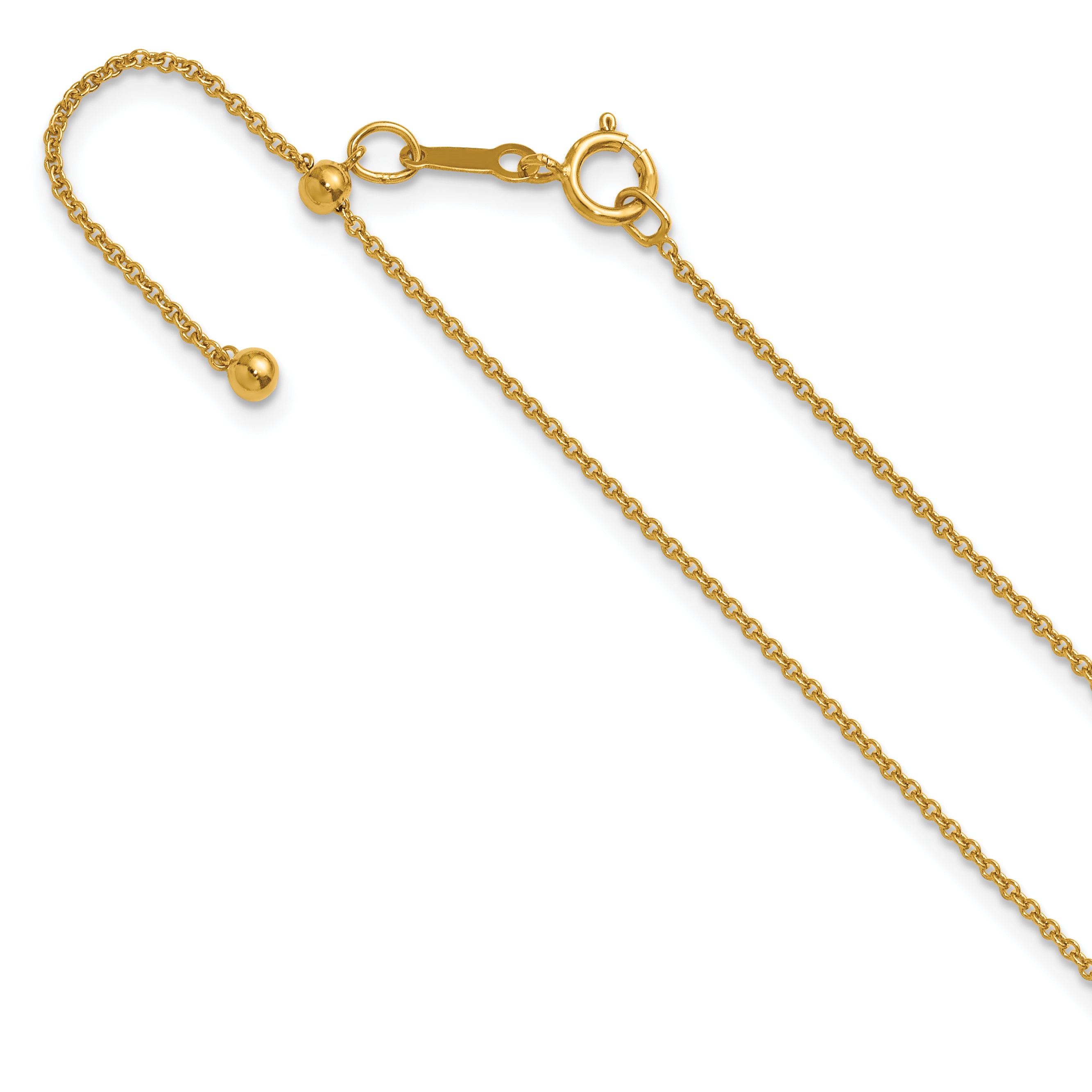 14K Gold Filled Adjustable Cable Chain Necklace in 1.2mm Width by Sophia Jewelers