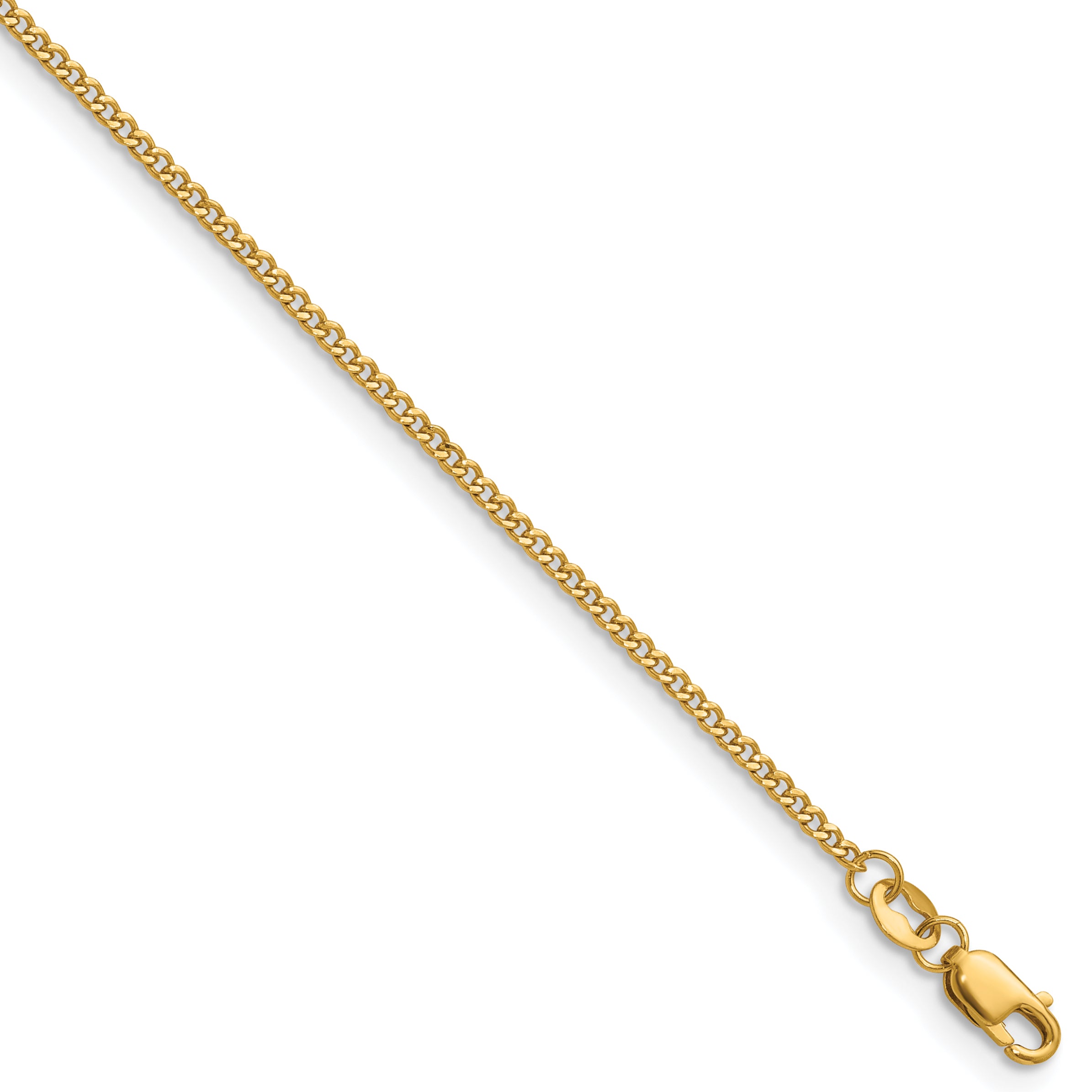 14K Gold Filled Polished Curb Chain Necklace in 1.5mm Width by Sophia Jewelers