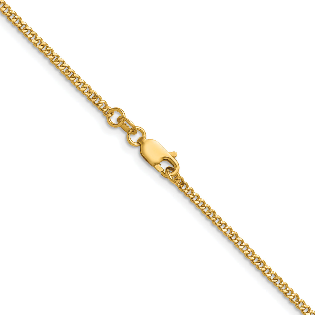 14K Gold Filled Polished Curb Chain Necklace in 2mm Width - view 2