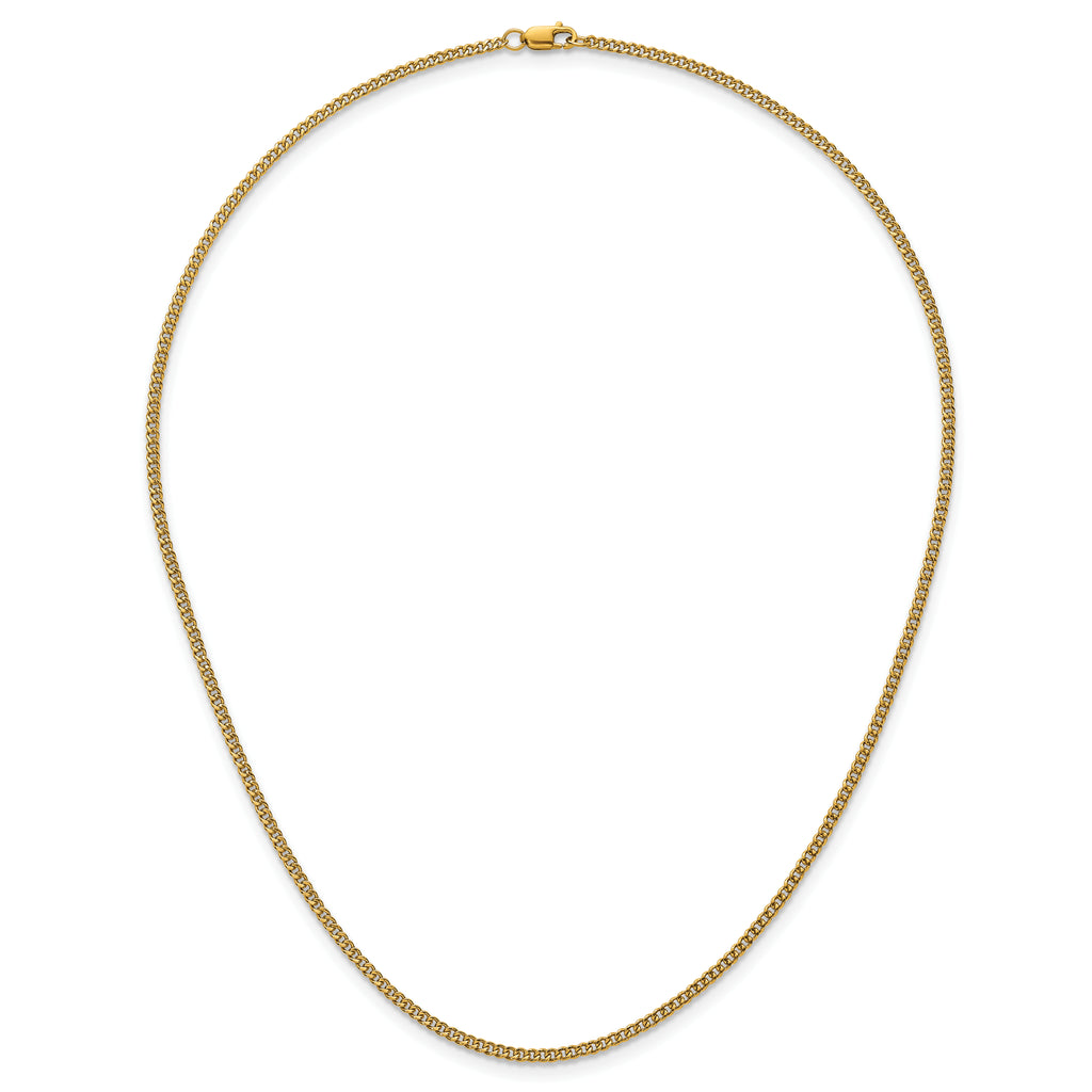 14K Gold Filled Polished Curb Chain Necklace in 2mm Width - view 4