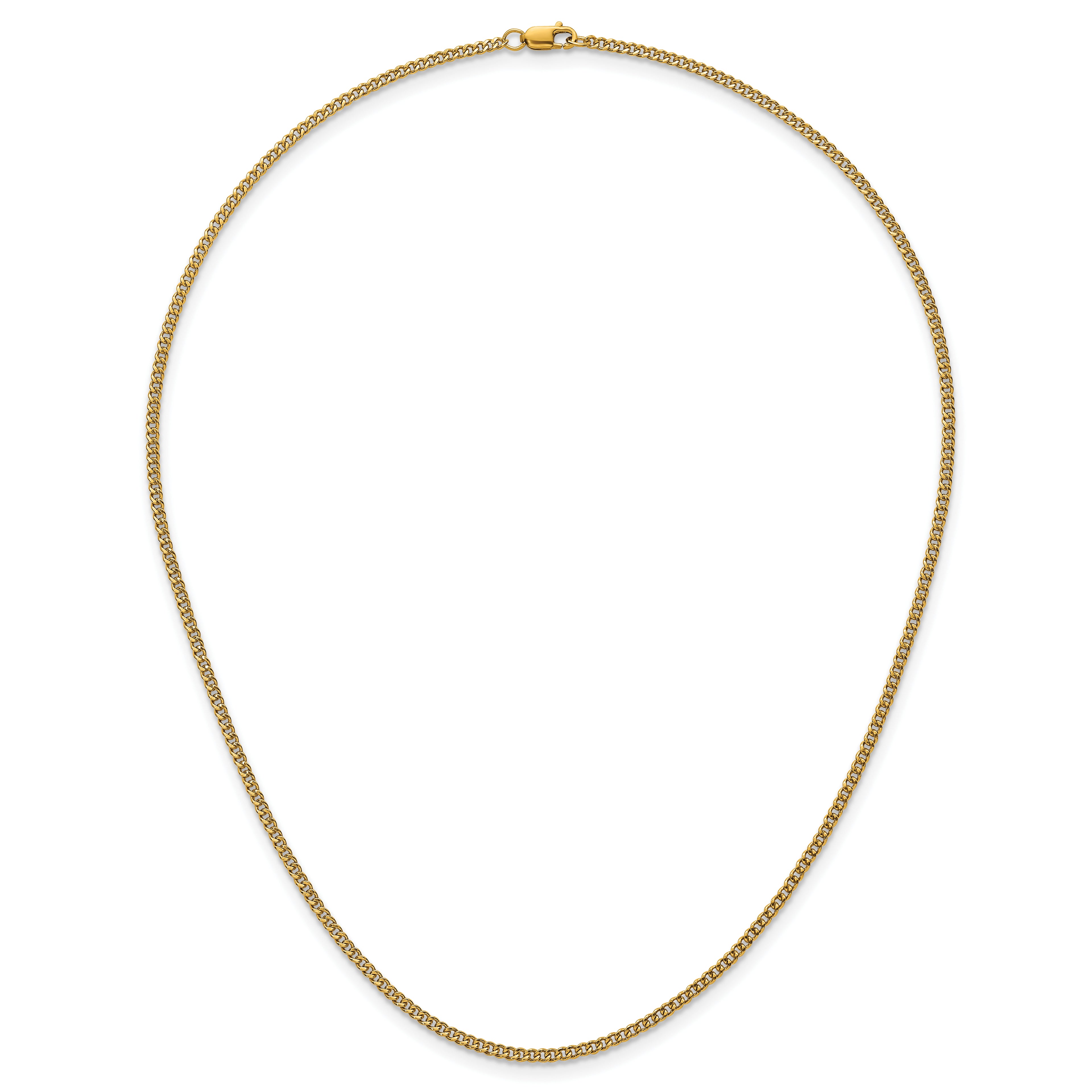 14K Gold Filled Polished Curb Chain Necklace in 2mm Width - view 4