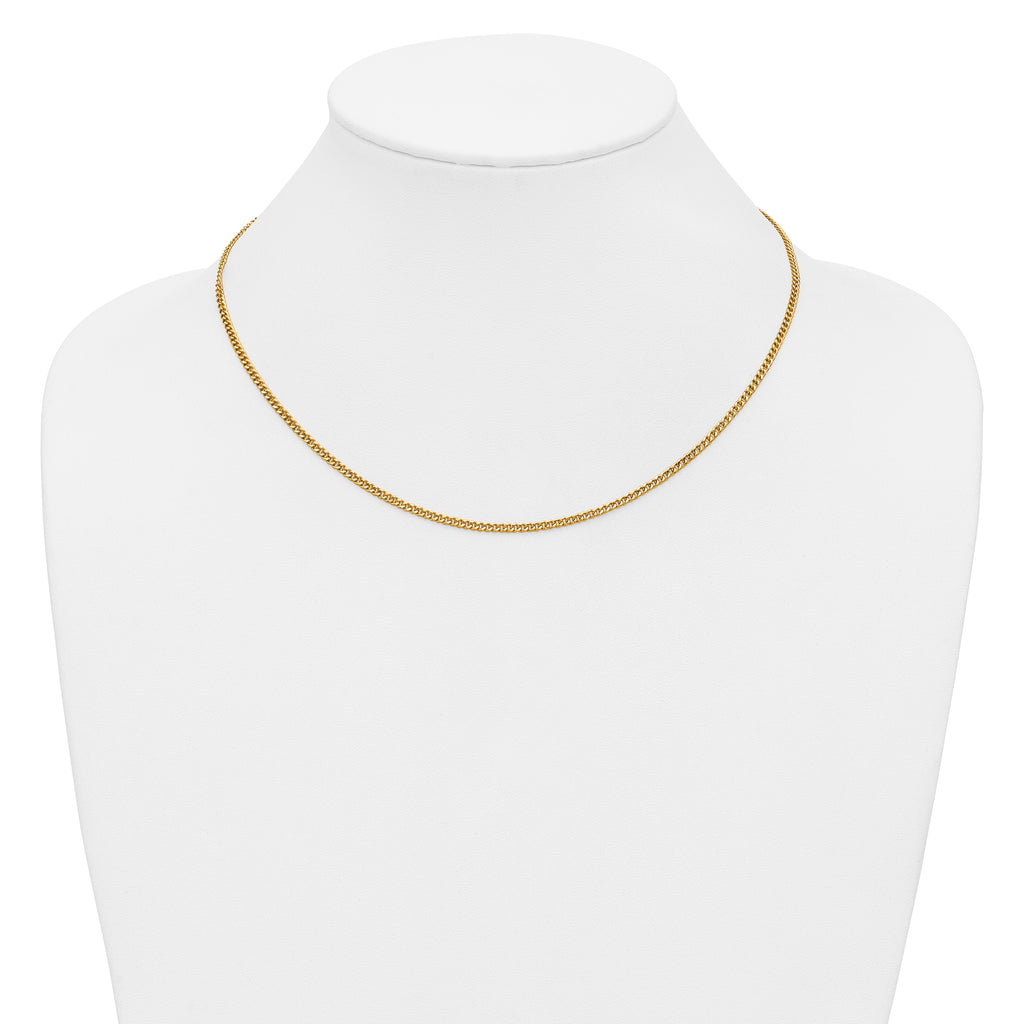14K Gold Filled Polished Curb Chain Necklace in 2.3mm Width