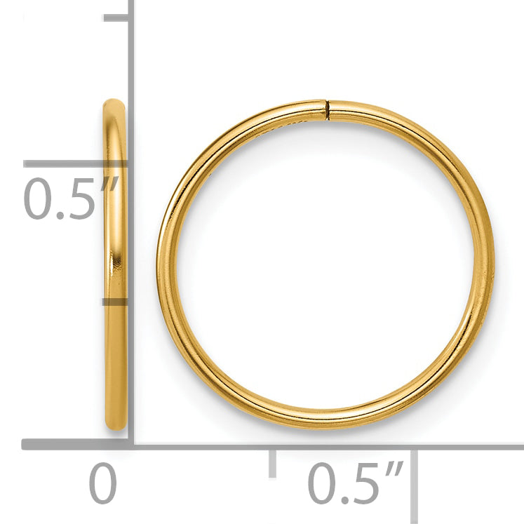 14K Gold Filled 1.0 x 15mm Sleeper Hoop Earrings - view 3