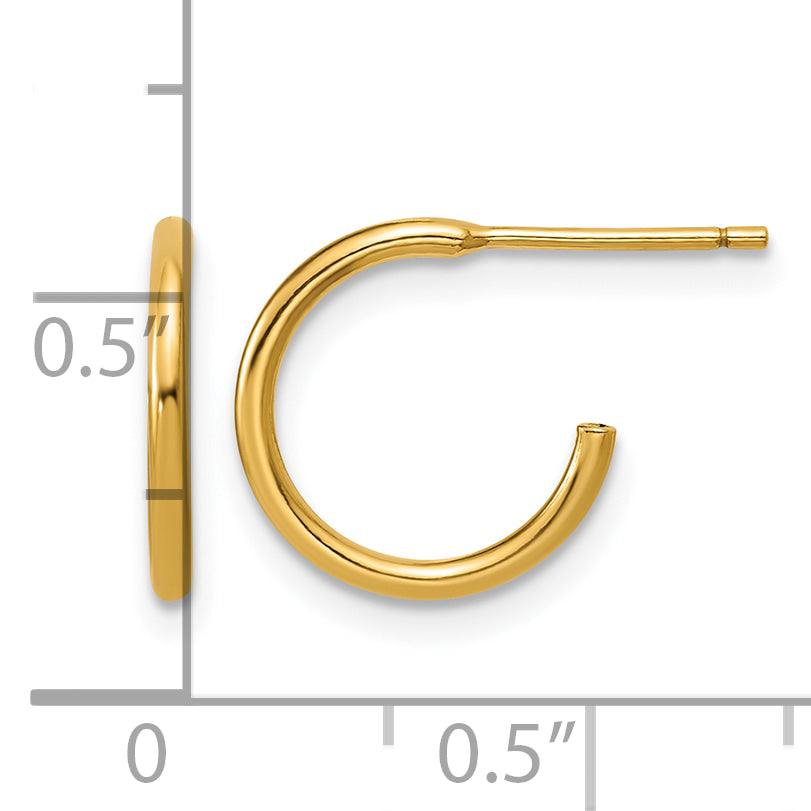 14K Gold Filled 1.30 x 12mm Post Hoop Earrings - view 3