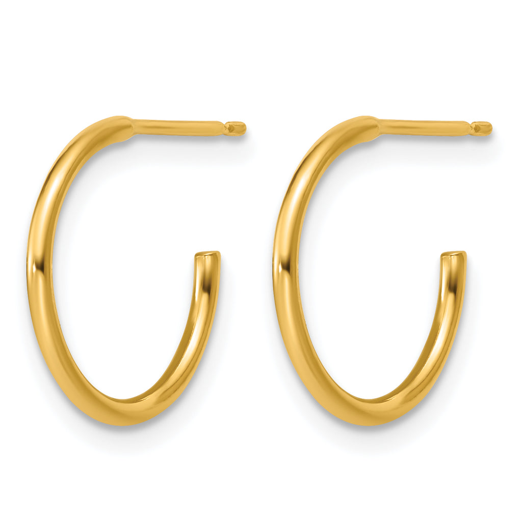 14K Gold Filled 1.30 x 15mm Post Hoop Earrings - view 2