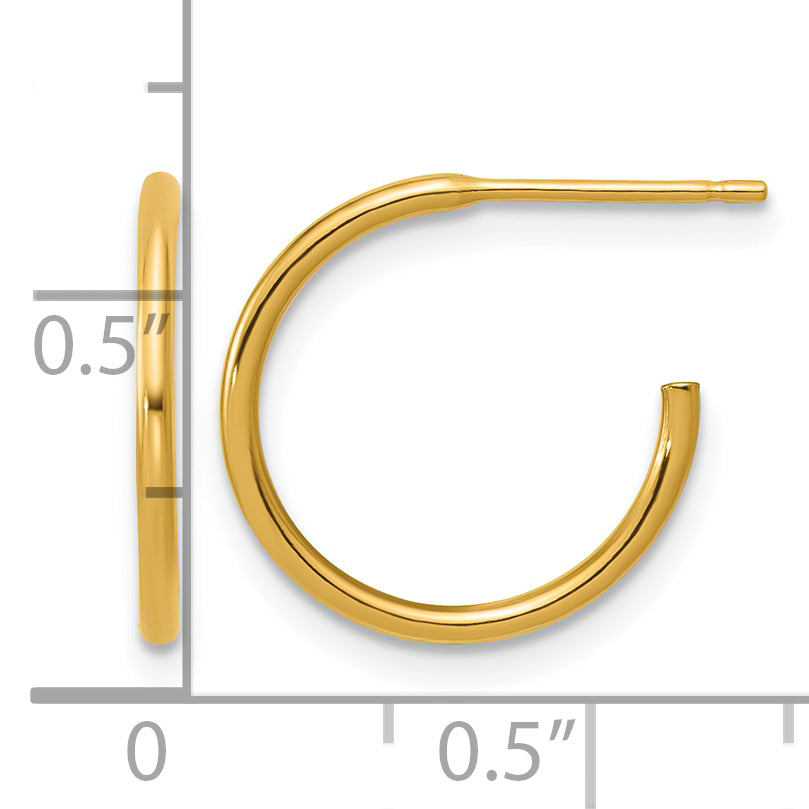 14K Gold Filled 1.30 x 15mm Post Hoop Earrings - view 3
