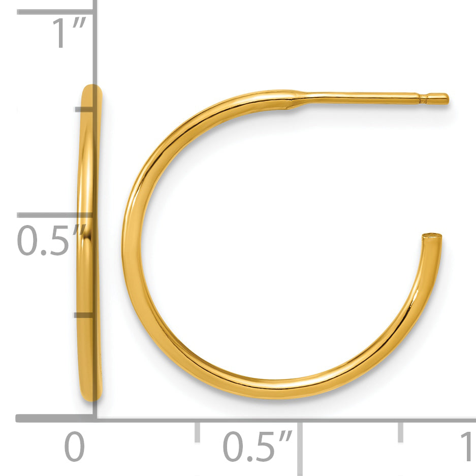14K Gold Filled 1.30 x 20mm Post Hoop Earrings Secondary image