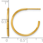 14K Gold Filled 1.30 x 20mm Post Hoop Earrings - view 3