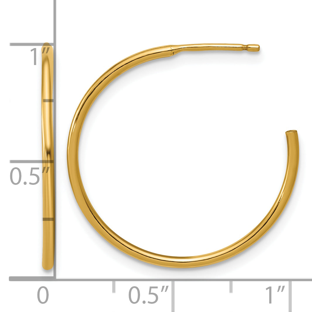 14K Gold Filled 1.30 x 25mm Post Hoop Earrings Secondary image