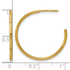 14K Gold Filled 1.30 x 25mm Post Hoop Earrings - view 3