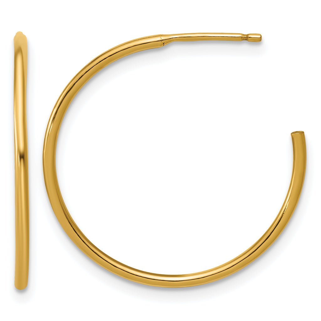 14K Gold Filled 1.30 x 25mm Post Hoop Earrings by Sophia Jewelers