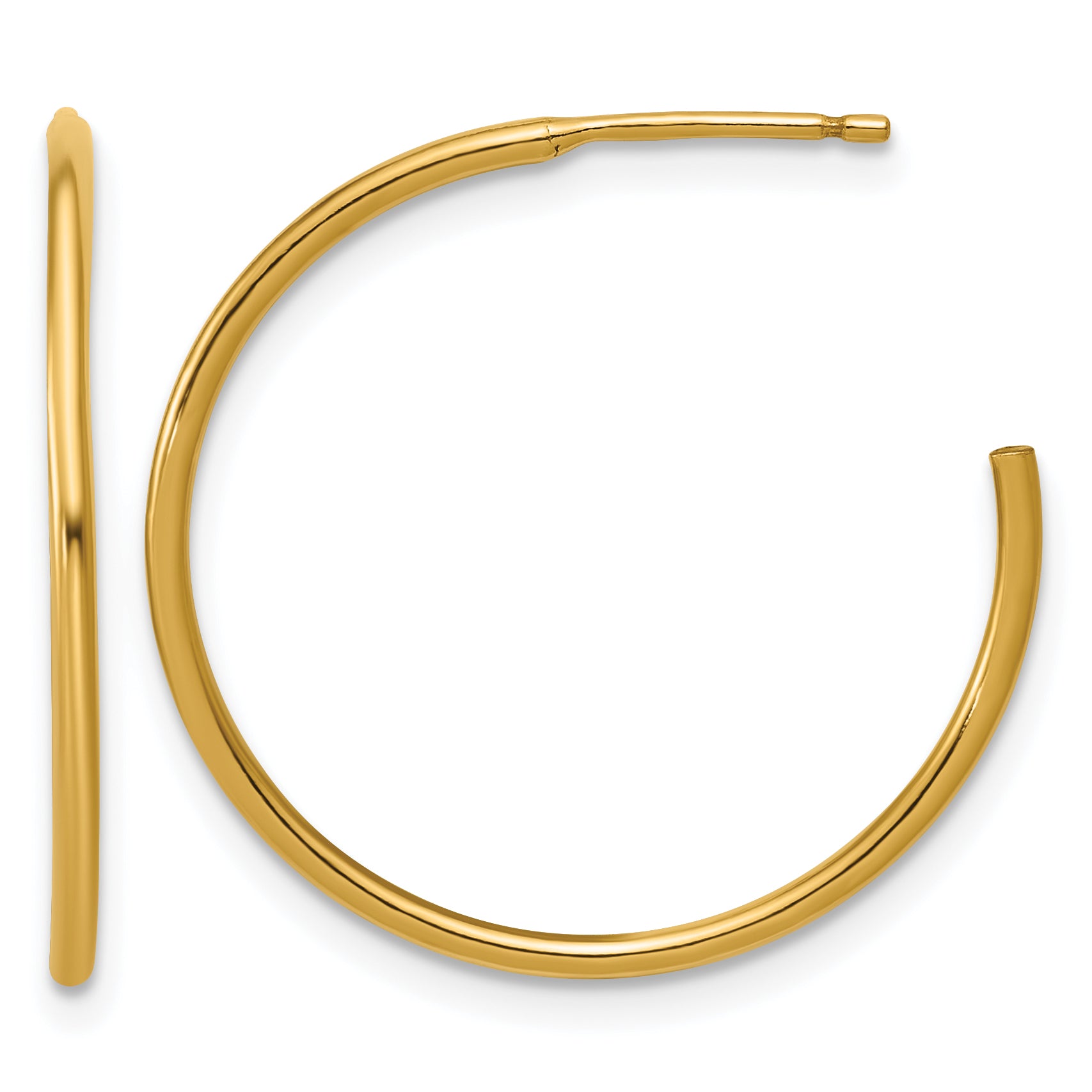 14K Gold Filled 1.30 x 25mm Post Hoop Earrings by Sophia Jewelers