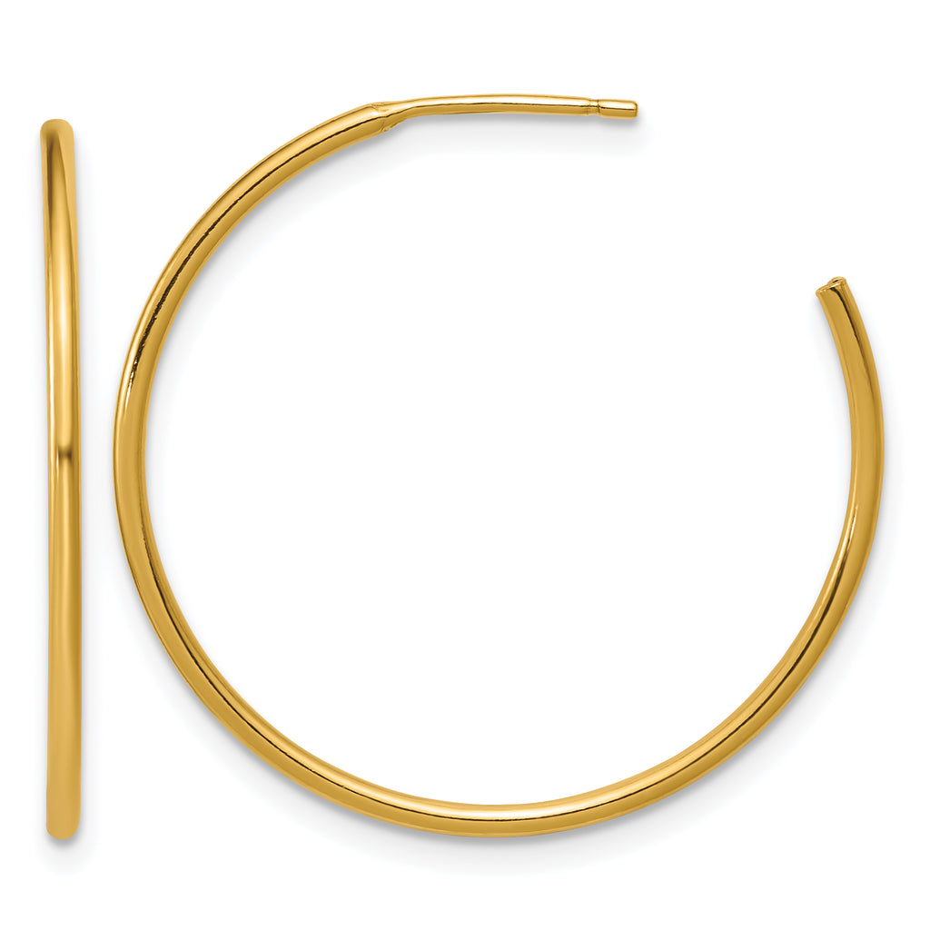 14K Gold Filled 1.30 x 30mm Post Hoop Earrings by Sophia Jewelers