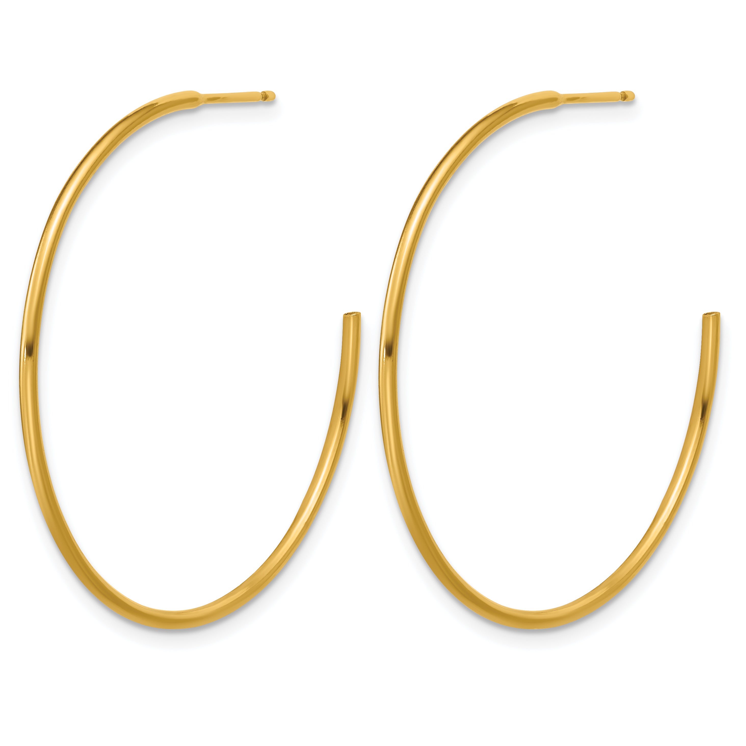 14K Gold Filled 1.30 x 38mm Post Hoop Earrings - view 2