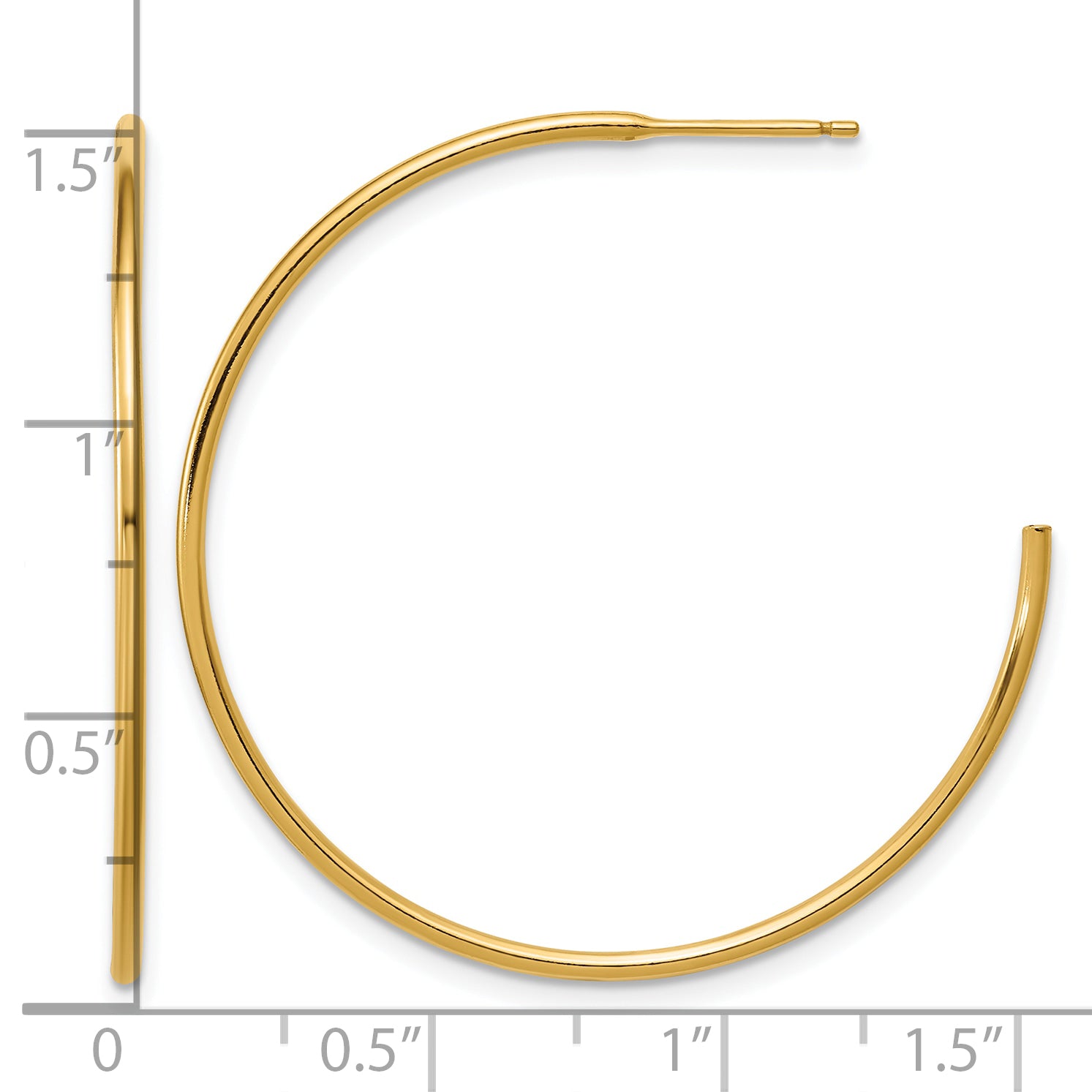 14K Gold Filled 1.30 x 38mm Post Hoop Earrings - view 3